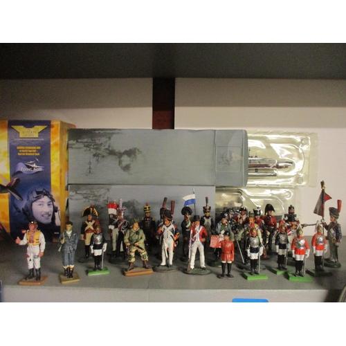 82 - A mixed lot of model soldiers, boxed Aviation archive model planes, Dinky Toys model planes, and oth... 