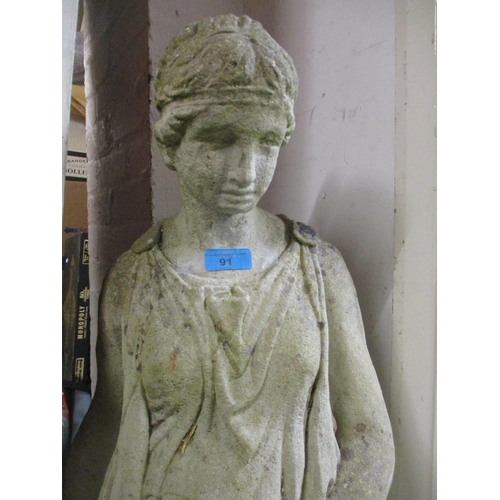 91 - A weathered concrete garden statue of a classical maiden, 100cm tall
DESSERTS
Location:G