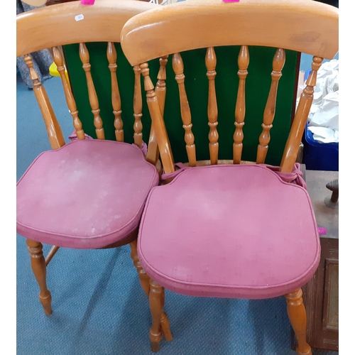 210 - A pair of beech kitchen chairs together with a folding card table having a green felt top
Location: ... 