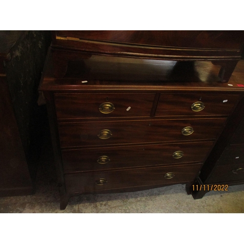 207 - A Georgian mahogany flat fronted chest of  two short and three graduated long drawers on splayed fee... 