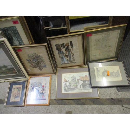 229 - A mixed selection of framed and glazed prints, along with two wall mirrors
Location: A3B