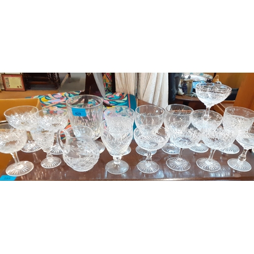 429 - A 19th century rummer and mixed 20th century glassware, mainly champagne saucers, to include Stuart ... 