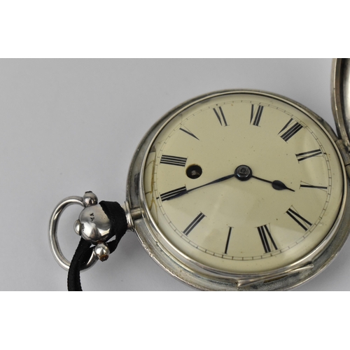 100 - An early 19th century silver full hunter pocket watch having a white enamel dial A/F, with blued han... 