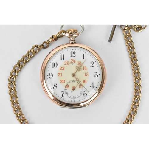 13 - An early 20th century Longines silver cased, open faced pocket watch having a white enamel dial, sig... 