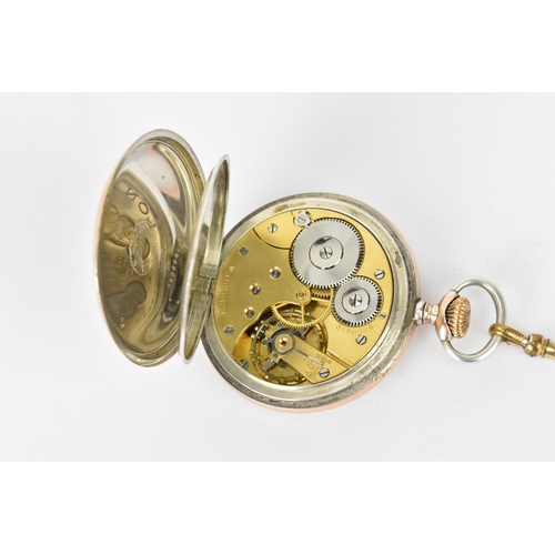 13 - An early 20th century Longines silver cased, open faced pocket watch having a white enamel dial, sig... 