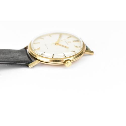 172 - An Omega manual wind, gents, 9ct gold wristwatch, circa 1970 having a white dial with centre seconds... 