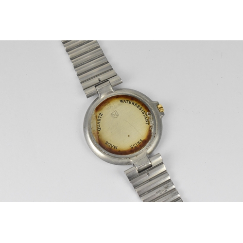 174 - A Dunhill, quartz, gents stainless steel wristwatch, circa 2005, having a silvered dial with centre ... 