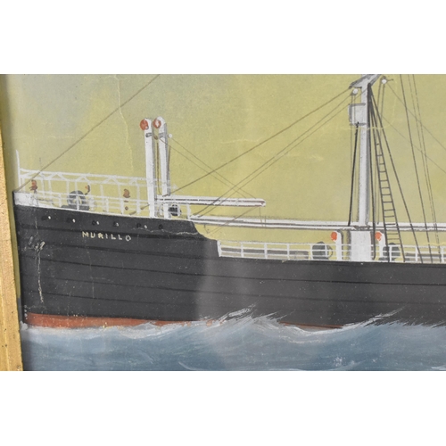 289 - An early 20th century maritime watercolour painting of the 'SS Murillo', in service with Lamport and... 