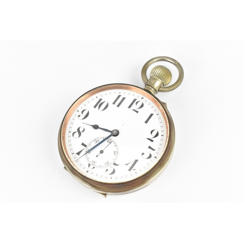 42 - An early 20th century Goliath nickel plated 8 day clock in a fitted silver and leather case, the wat... 