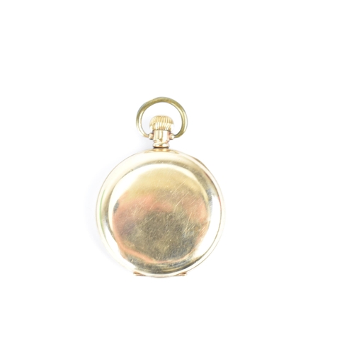 46 - An early 20th century Rolex gold plated, full hunter pocket watch having a white enamel dial with Ro... 