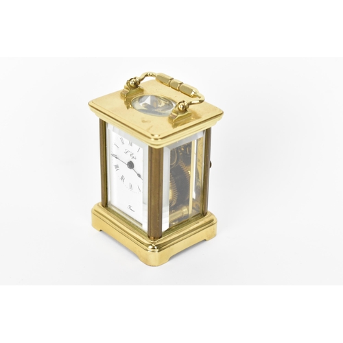 53 - A modern L'Epee brass cased miniature carriage clock, white enamel dial with Roman numerals, the mov... 