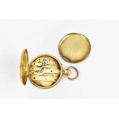 7 - An early 20th century Bennett yellow metal, open faced pocket watch having a white enamel dial A/F, ... 