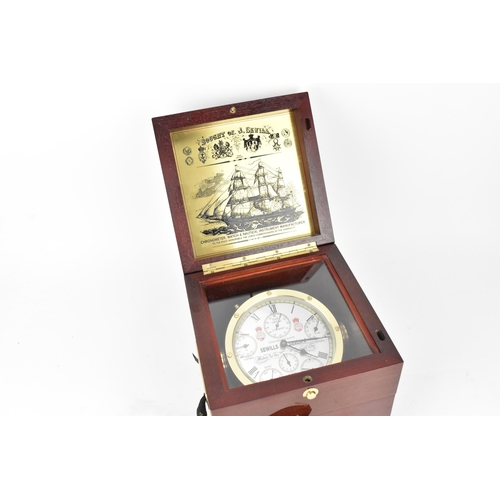 96 - A modern Sewills Sealord Chronometerworks battery operated ships clock, the silvered dial having sub... 