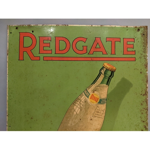 100 - A vintage lithographed tinplate advertising sign for Redgate lemon squash, 69cm high x 48cm wide
Loc... 