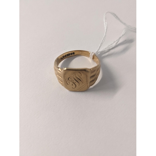 34 - A 9ct gold signet ring engraved with initials, 8.3g
Location: RING