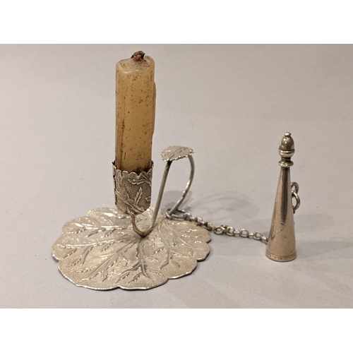 95 - A very early Victorian silver novelty chamber stick and attached sniffer by Joseph Willmore, Birming... 