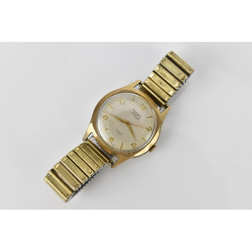 68 - A Rotary, automatic, gents, 9ct gold wristwatch, having a silvered dial with centre seconds, gilt Ar... 