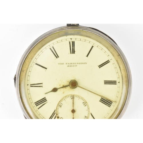 69 - An 19th century silver cased, open faced pocket watch having a white enamel dial, signed 'The Farrin... 