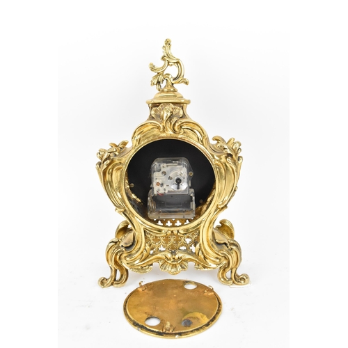 77 - A mid/late 20th century Jaeger Electronic Lic-Ato mantle clock, the gilt metal case in the Louis XV ... 