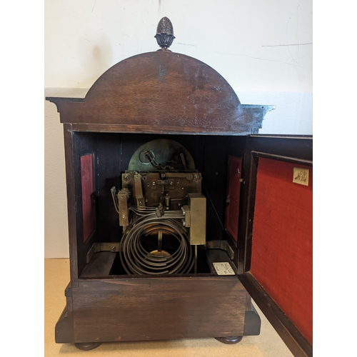 93 - An early 20th century directors style clock by Winterhalder & Hofmeier, the arched top mahogany case... 