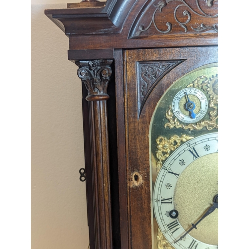 93 - An early 20th century directors style clock by Winterhalder & Hofmeier, the arched top mahogany case... 