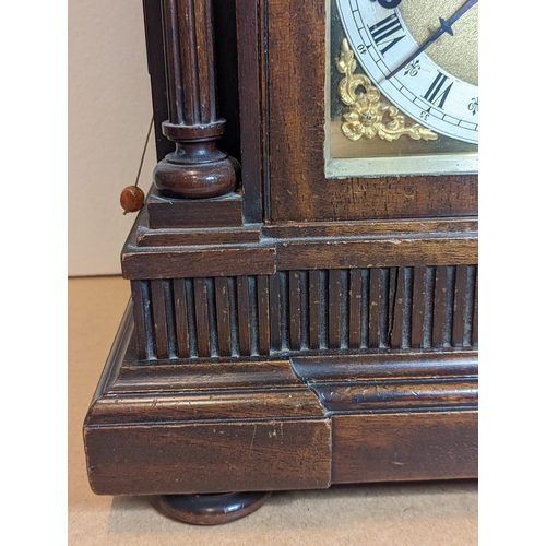 93 - An early 20th century directors style clock by Winterhalder & Hofmeier, the arched top mahogany case... 