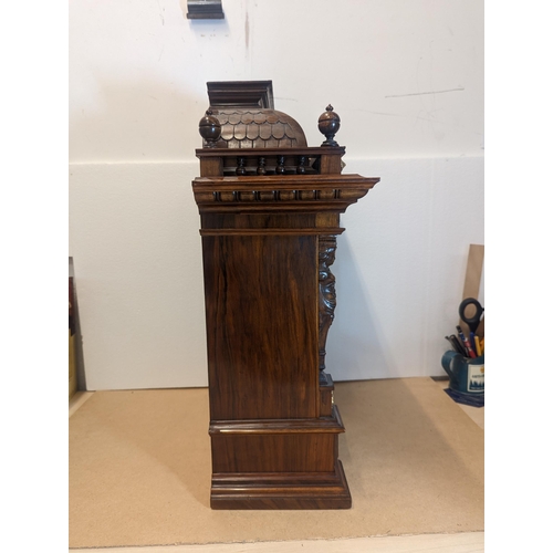 94 - A late 19th century Reinhold Schnekenburger bracket clock with wall hanging bracket, the mixed wood ... 