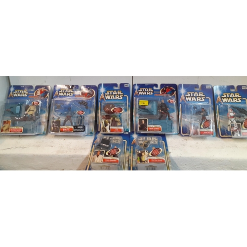 281 - A quantity of boxed Star Wars figures to include Jango Fett, Darth Tyranus and Yoda, Hasbro 2002 Loc... 