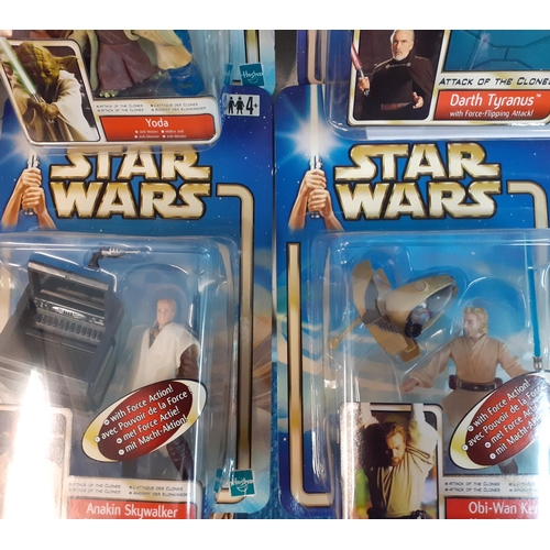 281 - A quantity of boxed Star Wars figures to include Jango Fett, Darth Tyranus and Yoda, Hasbro 2002 Loc... 