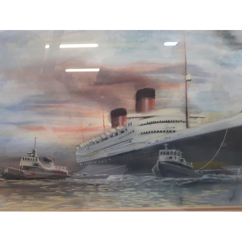 329 - A watercolour of a cruise liner, framed together with President Ford related ephemera
Location: RWM