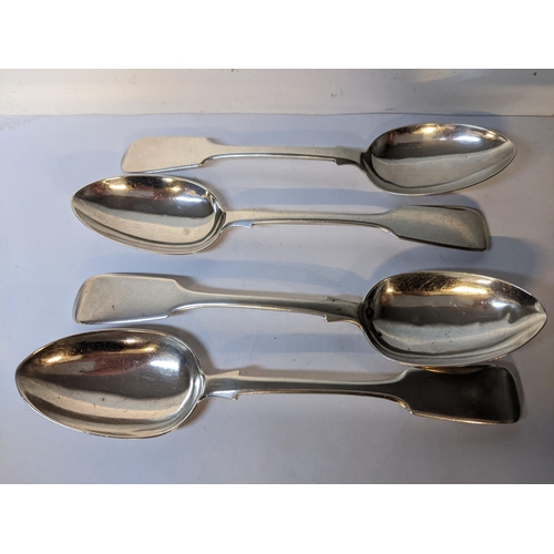 287 - A set of four silver 19th century fiddle pattern spoons, Exeter assay office
Location: CAB2