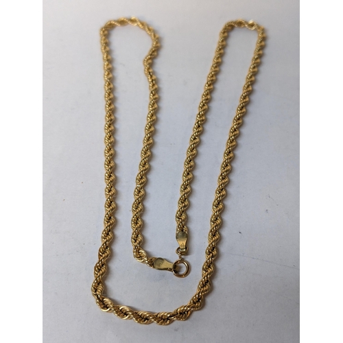 290 - A 9ct gold rope twist necklace, 4.5g
Location: CAB3