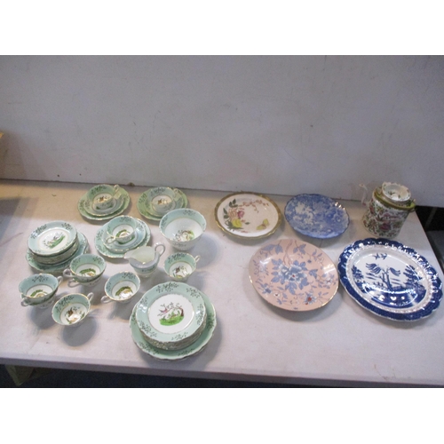 319 - Ceramics to include a late 19th century tea set, a Canton teapot, Booths plates and other plates
Loc... 