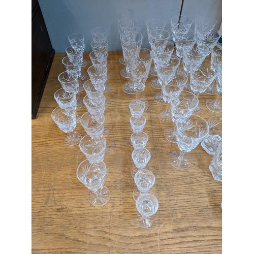 372 - Waterford crystal Ashling pattern glasses to include nine hock, six tumblers, four Champagne, nine s... 