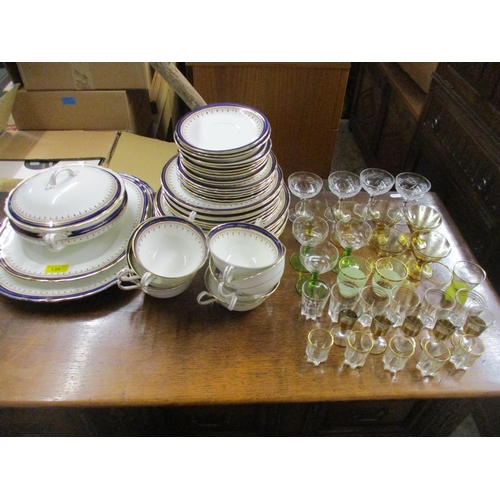 138 - An Aynsley Leighton pattern dinner service, eight place setting and various drinking glasses
Locatio... 