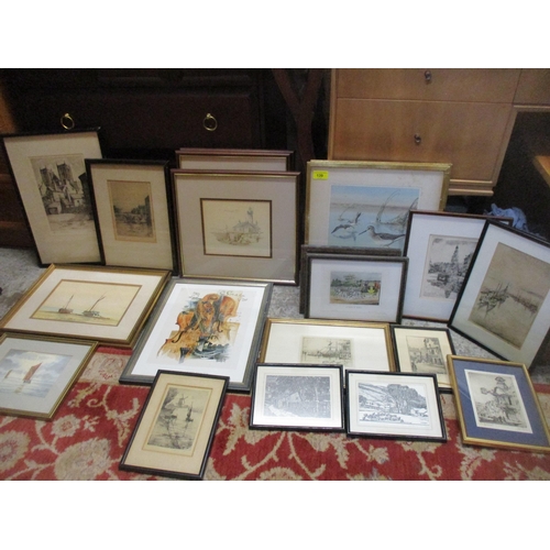 139 - Pictures to include Alan Whitehead and David Short watercolours, limited etching, and various prints... 