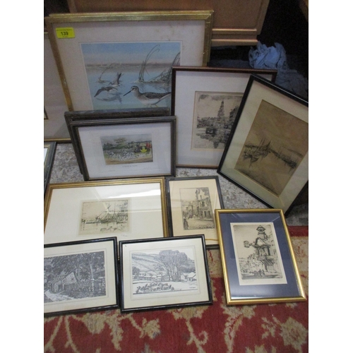 139 - Pictures to include Alan Whitehead and David Short watercolours, limited etching, and various prints... 