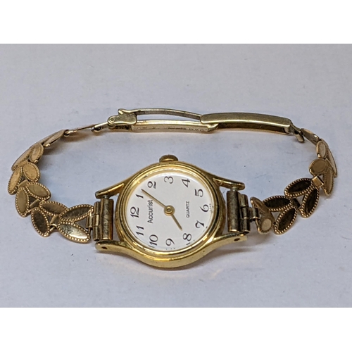 208 - A gold plated ladies Accurist watch on a 9ct gold bracelet, total weight 13.3g
Location: CAB5