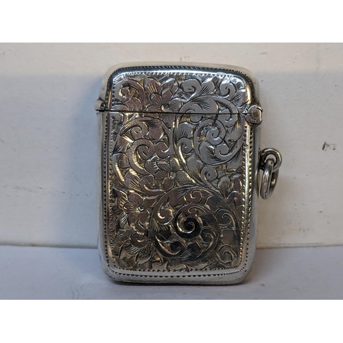 222 - An early 20th century silver engraved vesta case, hallmarked Birmingham 1903, 23.8g
Location: CAB2