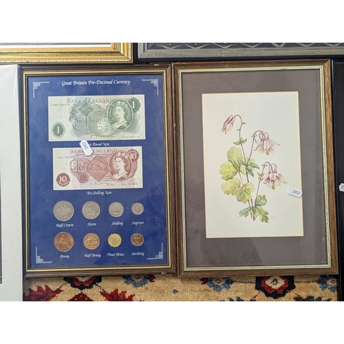 88 - A group of framed and glazed pictures to include a Batik by Jane Hickman, a signed limited etching p... 