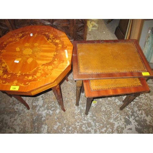 156 - An Italian Sorrento musical table with a dodecahedron inlaid shaped top with hinged lid, on tapering... 