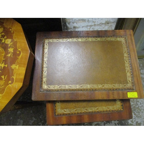 156 - An Italian Sorrento musical table with a dodecahedron inlaid shaped top with hinged lid, on tapering... 