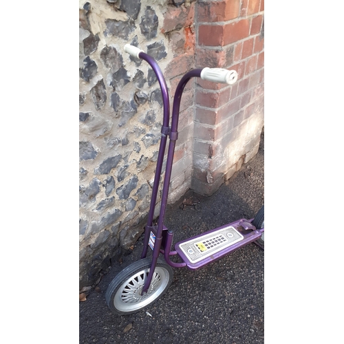 396 - A retro Triang scooter in purple, circa 1970's with stand and rear brake
Location: G