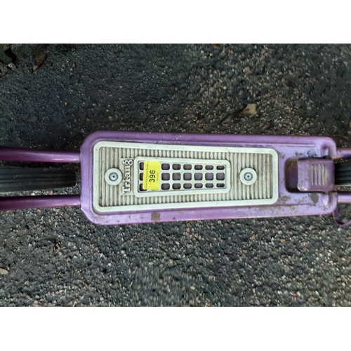 396 - A retro Triang scooter in purple, circa 1970's with stand and rear brake
Location: G