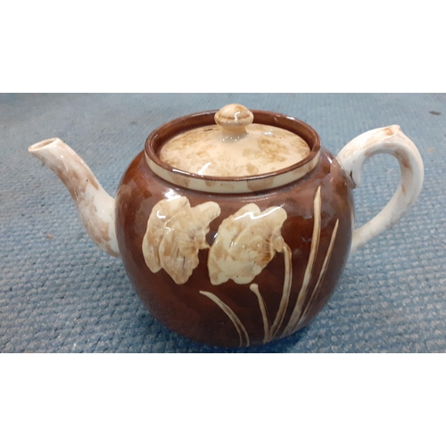 397 - A Burslem Sudlow's brown glazed teapot, mixed 20th century household items and a mid 20th century oa... 