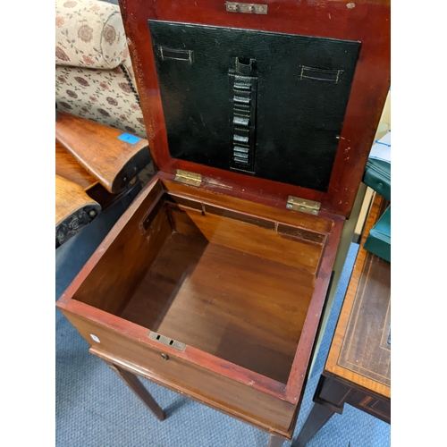 430 - An Edwardian mahogany work box having a hinged lid and on squared legs, 72cm h x 35cm w
Location: BW... 