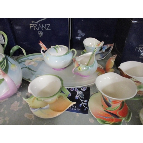 Franz porcelain table wares to include a Dragonfly porcelain tea for one teaset comprising teapot, c