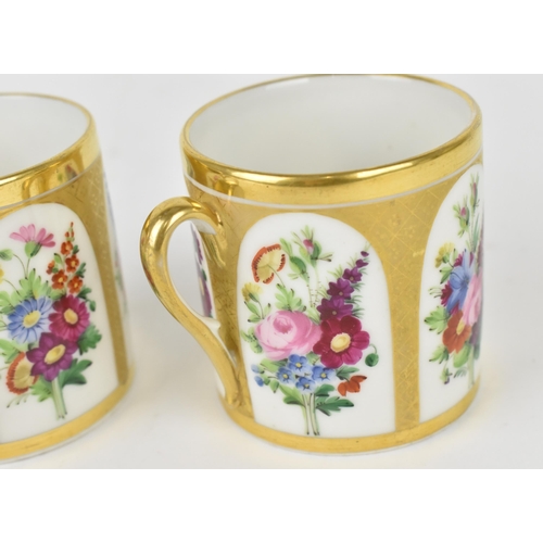 31 - A pair of early 19th century English porcelain demi tasse cups, possibly by Coalport, with hand pain... 