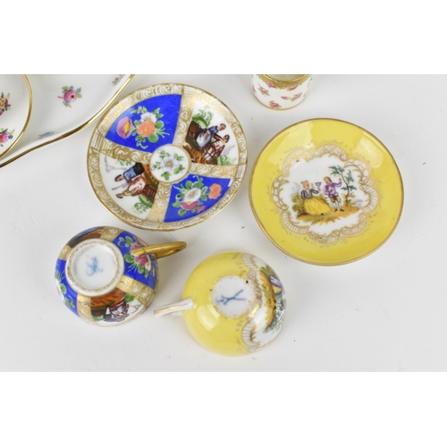 32 - A Crown Staffordshire miniature porcelain cabaret set, with floral pattern, together with two miniat... 