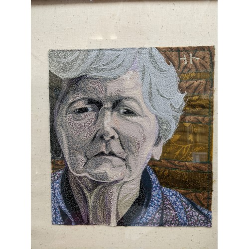 495 - Deidre Scherer (American) - embroidery 'Finding' 1994, portrait framed and glazed
Location: A1M